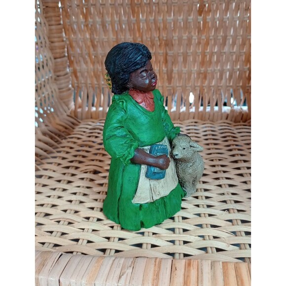 African American Figurine JP Resin Hand Painted Young Girl Lamb Pleasants - Picture 9 of 13